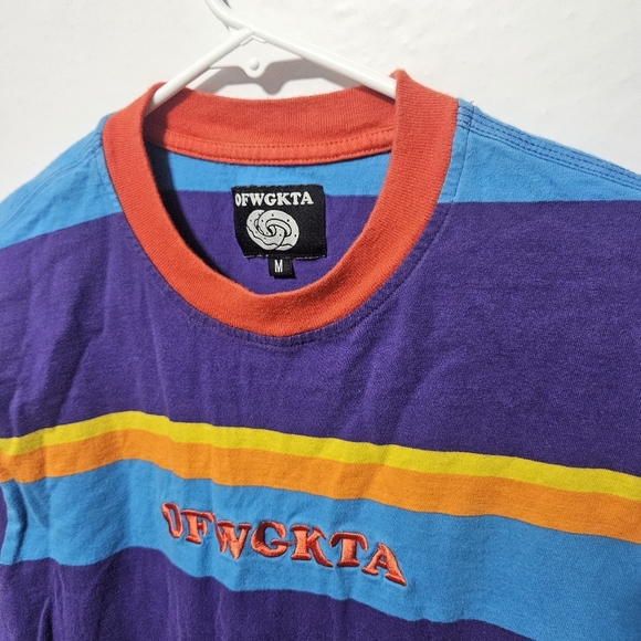 OFWGKTA Colorful Men’s Strip Knit Shirt Large Tyler Long Sleeve Color Block Med - Picture 2 of 5